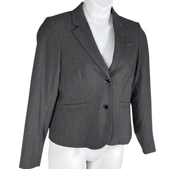Calvin Klein NEW Womens 10 Gray Fully Lined Blazer Two Silver Button Old Money - Picture 4 of 15